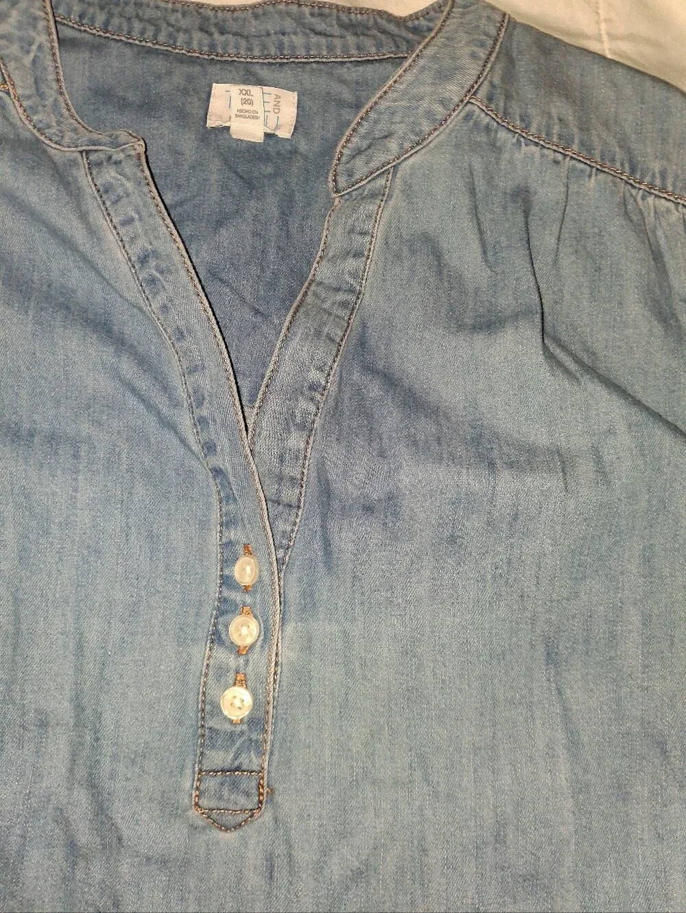Time And Tru Popover Jean Shirt - Light Wash - XXL (20)